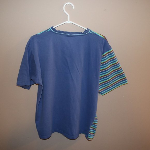 RETRO Half And Half Striped Tee Shirt - Picture 2 of 4